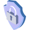 Icon representing high security with a shield and lock