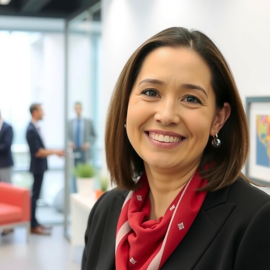 Portrait of a satisfied client with a business background